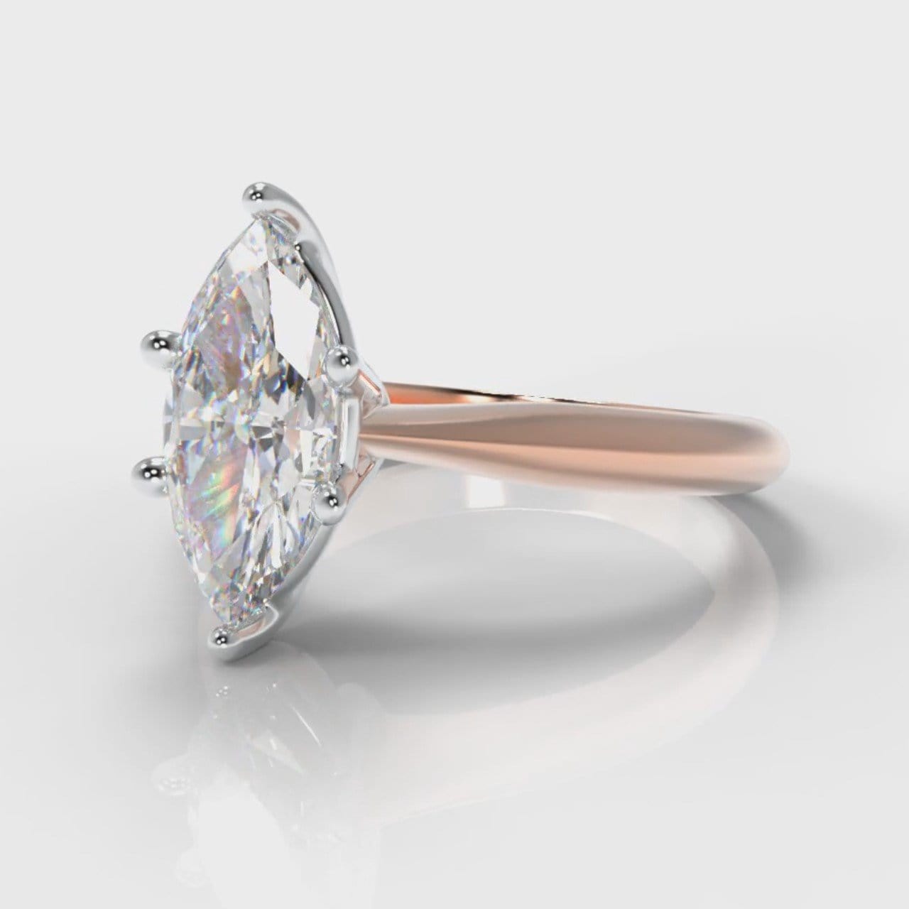 Star Solitaire Marquise Diamond Engagement Ring - Rose Gold
