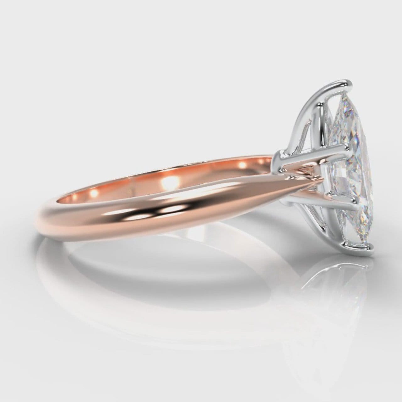 Star Solitaire Marquise Diamond Engagement Ring - Rose Gold