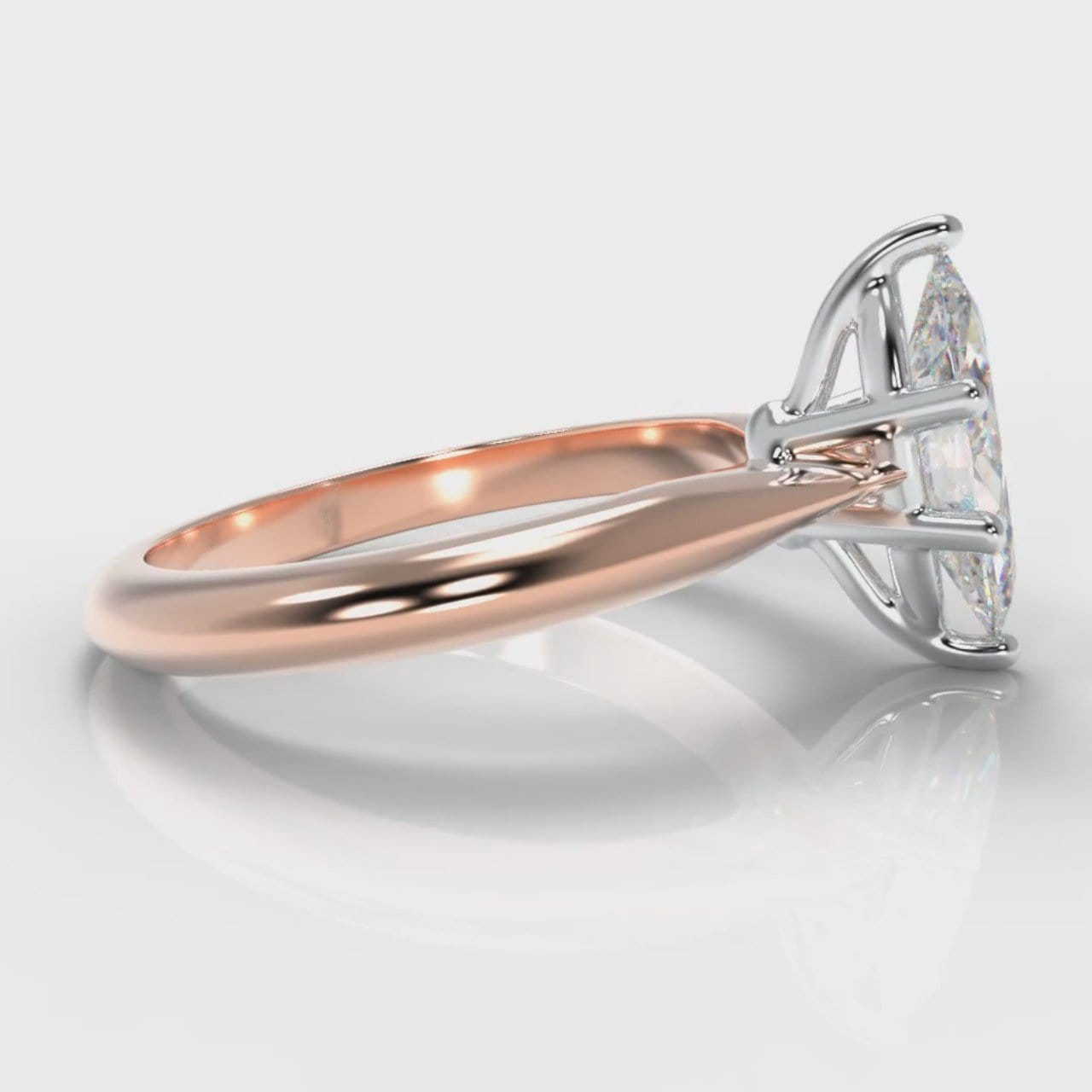 Star Solitaire Marquise Diamond Engagement Ring - Rose Gold