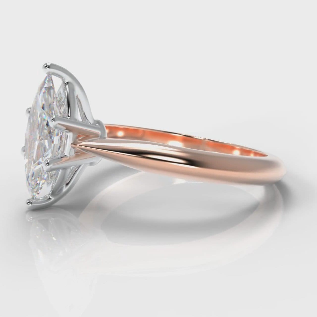 Star Solitaire Marquise Diamond Engagement Ring - Rose Gold