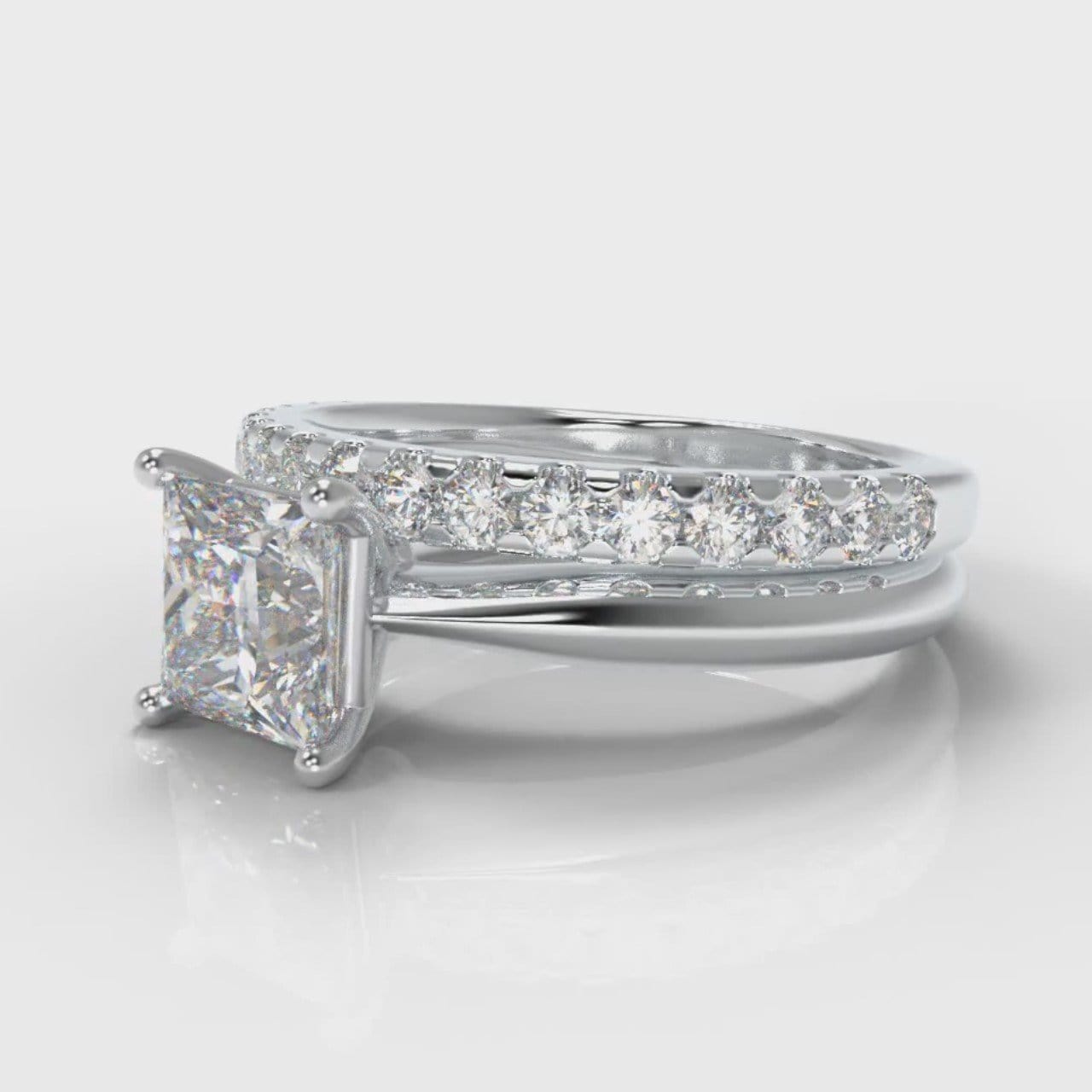 Carrée Solitaire Princess Cut Diamond Bridal Set