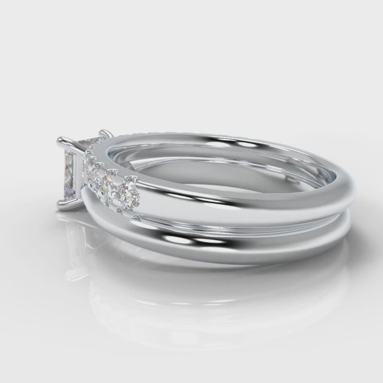 Carrée Solitaire Princess Cut Diamond Bridal Set