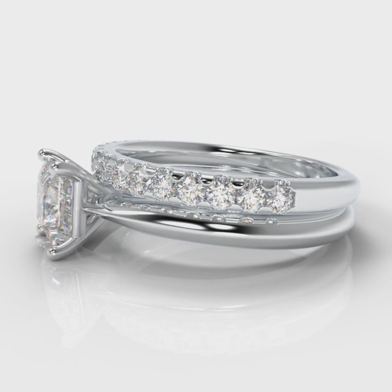 Carrée Solitaire Princess Cut Diamond Bridal Set