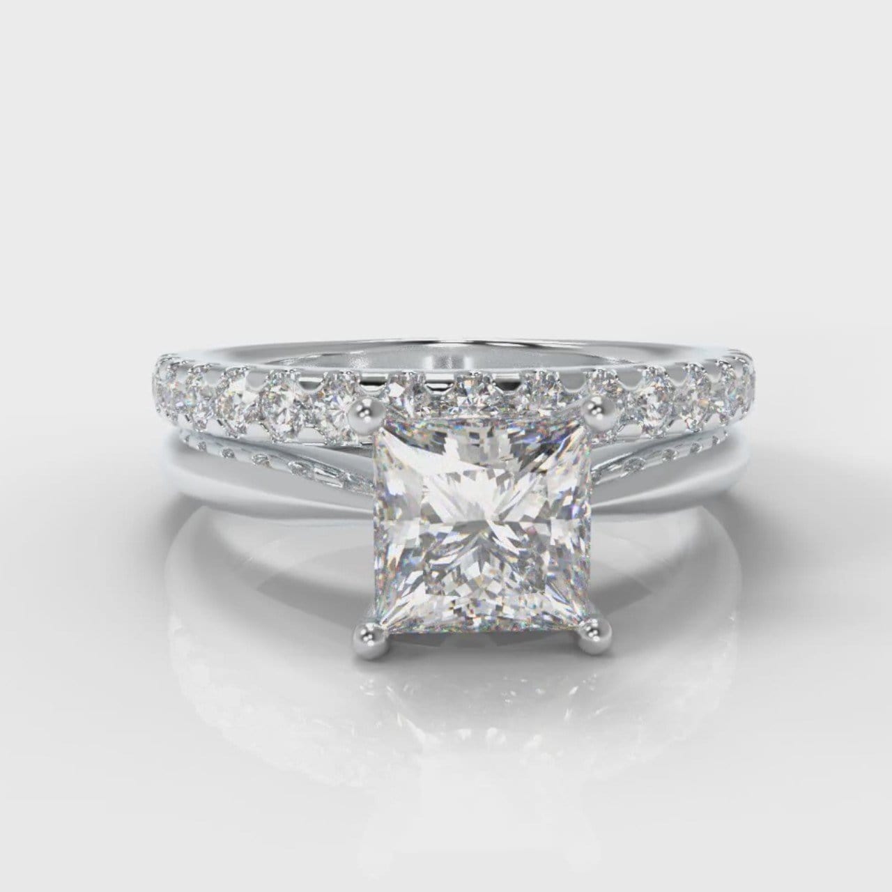Carrée Solitaire Princess Cut Diamond Bridal Set