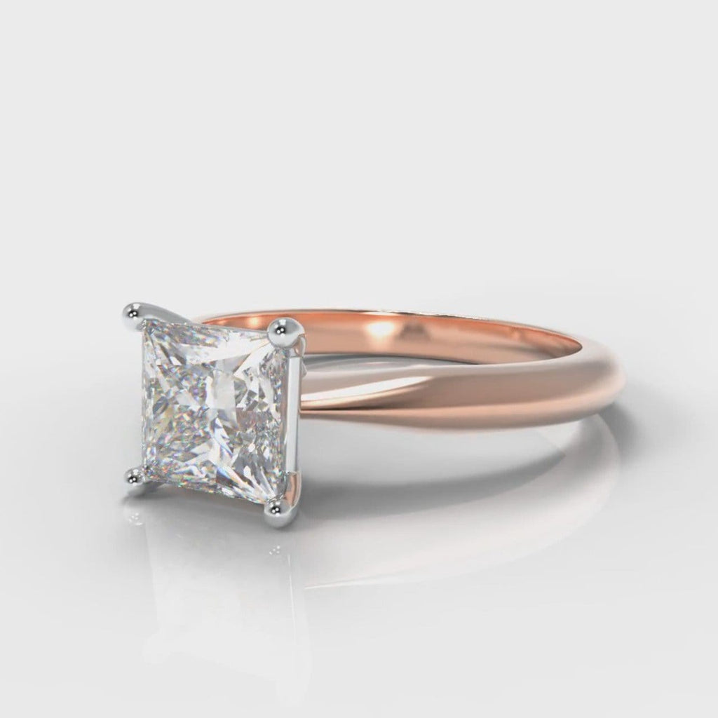 Carrée Solitaire Princess Cut Diamond Engagement Ring - Rose Gold