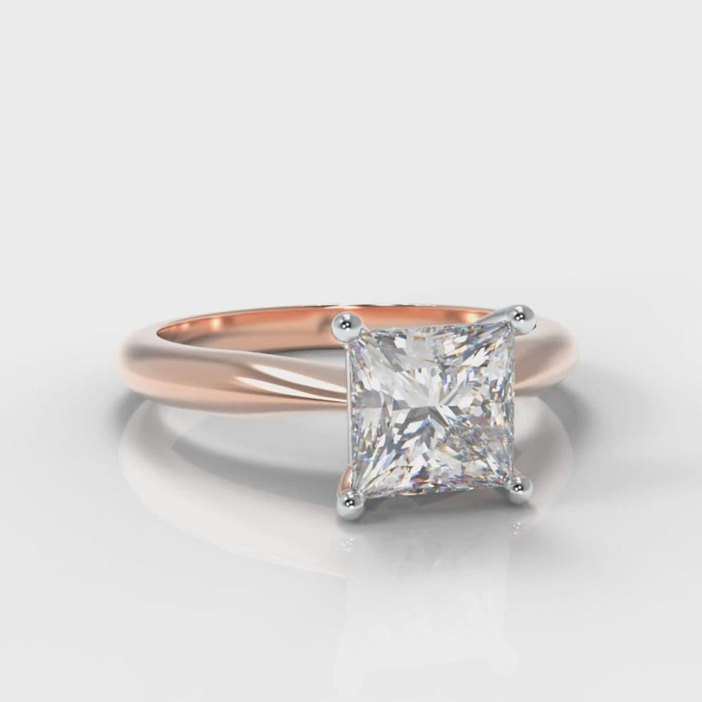 Carrée Solitaire Princess Cut Diamond Engagement Ring - Rose Gold