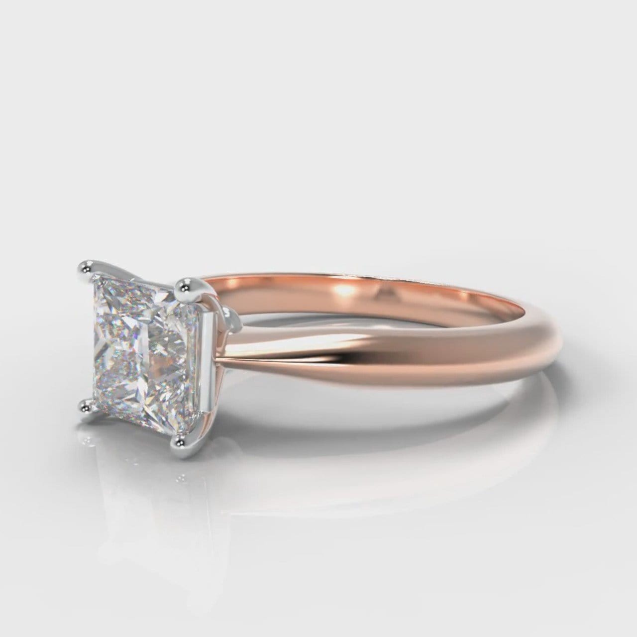 Carrée Solitaire Princess Cut Diamond Engagement Ring - Rose Gold