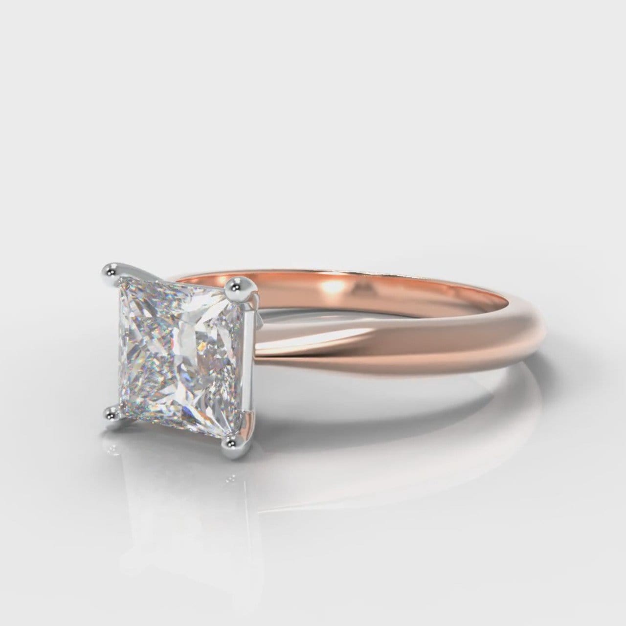 Carrée Solitaire Princess Cut Diamond Engagement Ring - Rose Gold