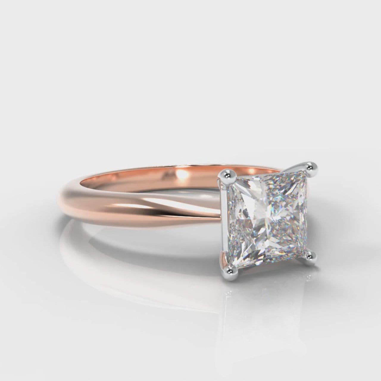 Carrée Solitaire Princess Cut Diamond Engagement Ring - Rose Gold
