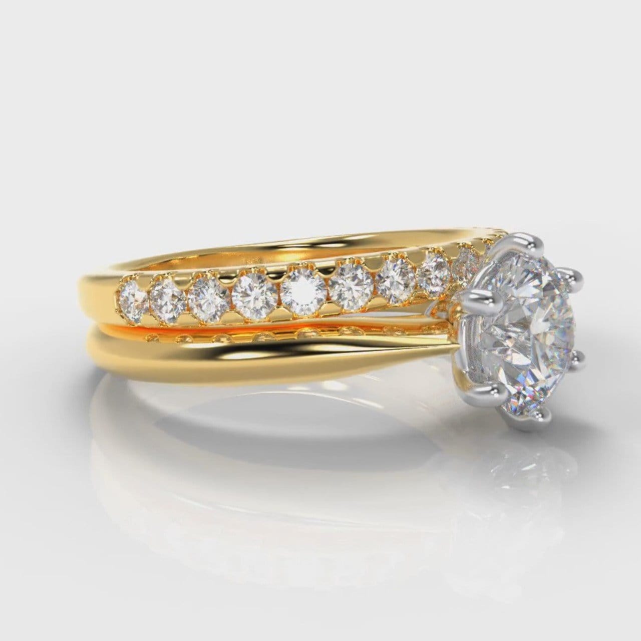 Star Solitaire Round Brilliant Bridal Set - Yellow Gold