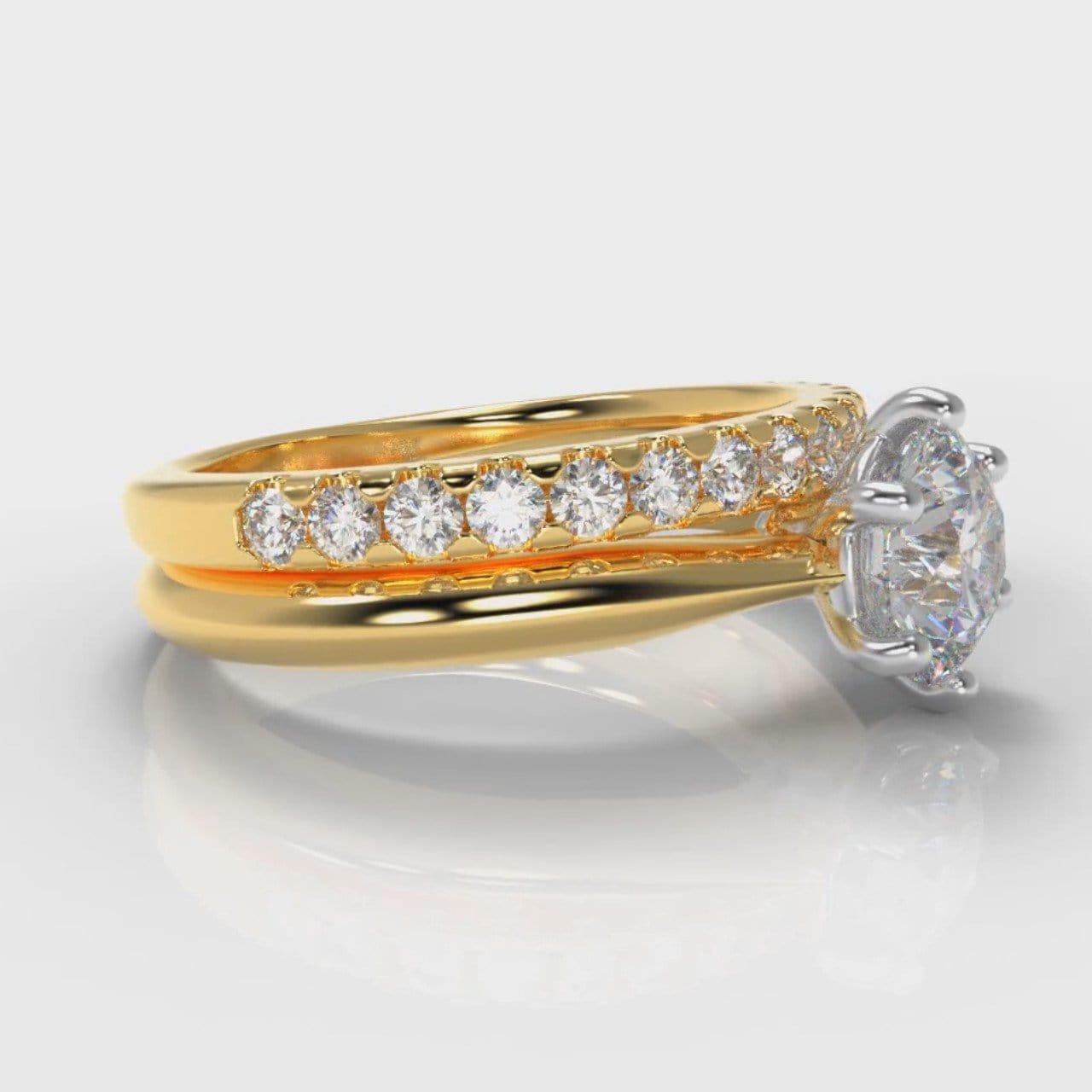 Star Solitaire Round Brilliant Bridal Set - Yellow Gold