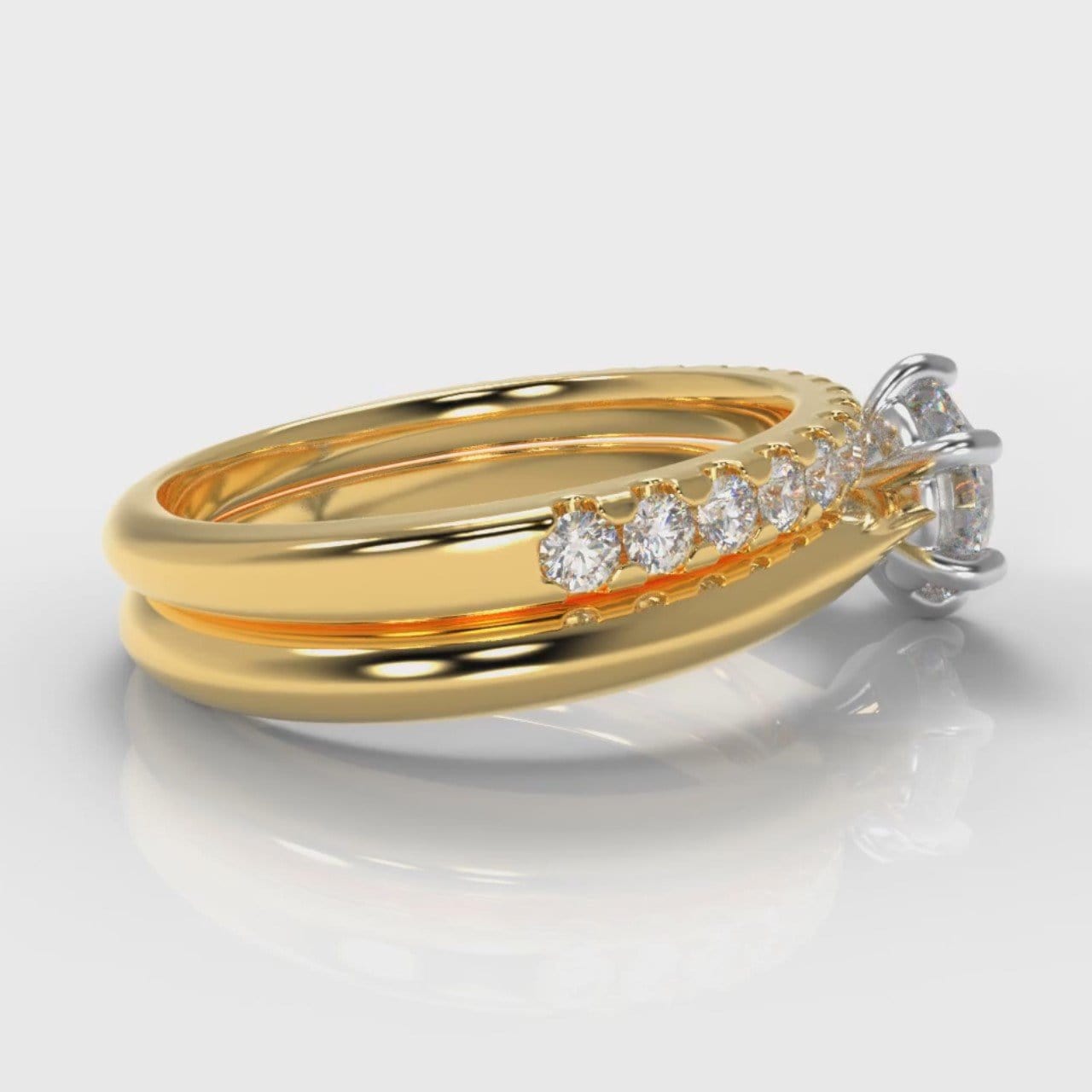Star Solitaire Round Brilliant Bridal Set - Yellow Gold