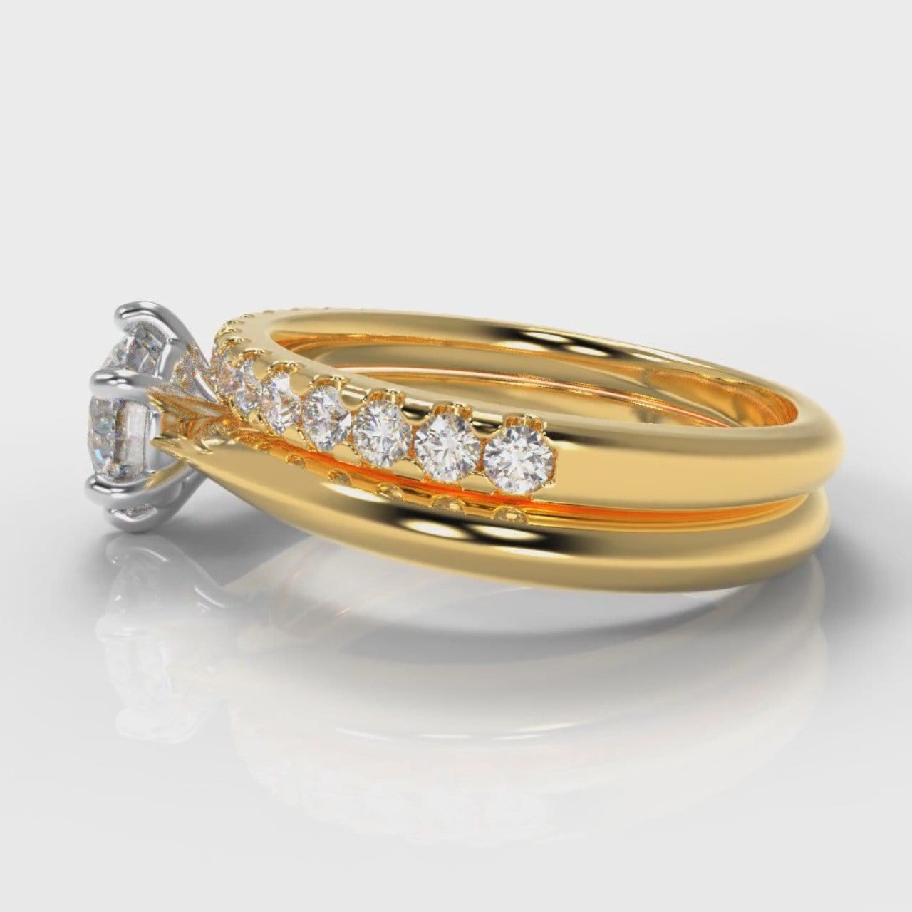 Star Solitaire Round Brilliant Bridal Set - Yellow Gold