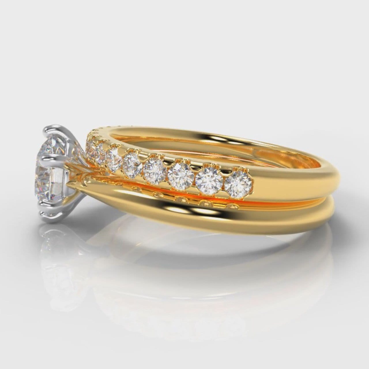 Star Solitaire Round Brilliant Bridal Set - Yellow Gold
