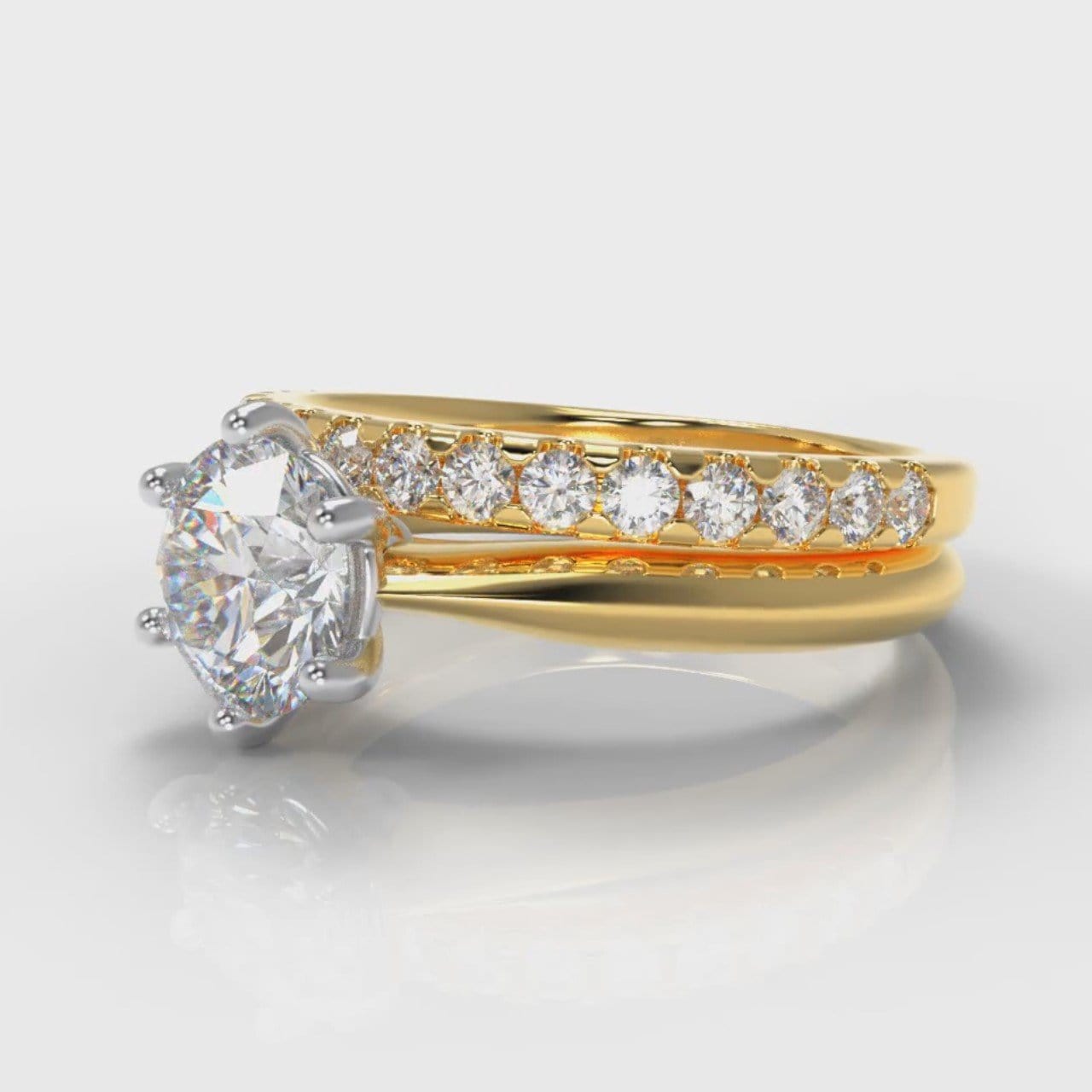 Star Solitaire Round Brilliant Bridal Set - Yellow Gold