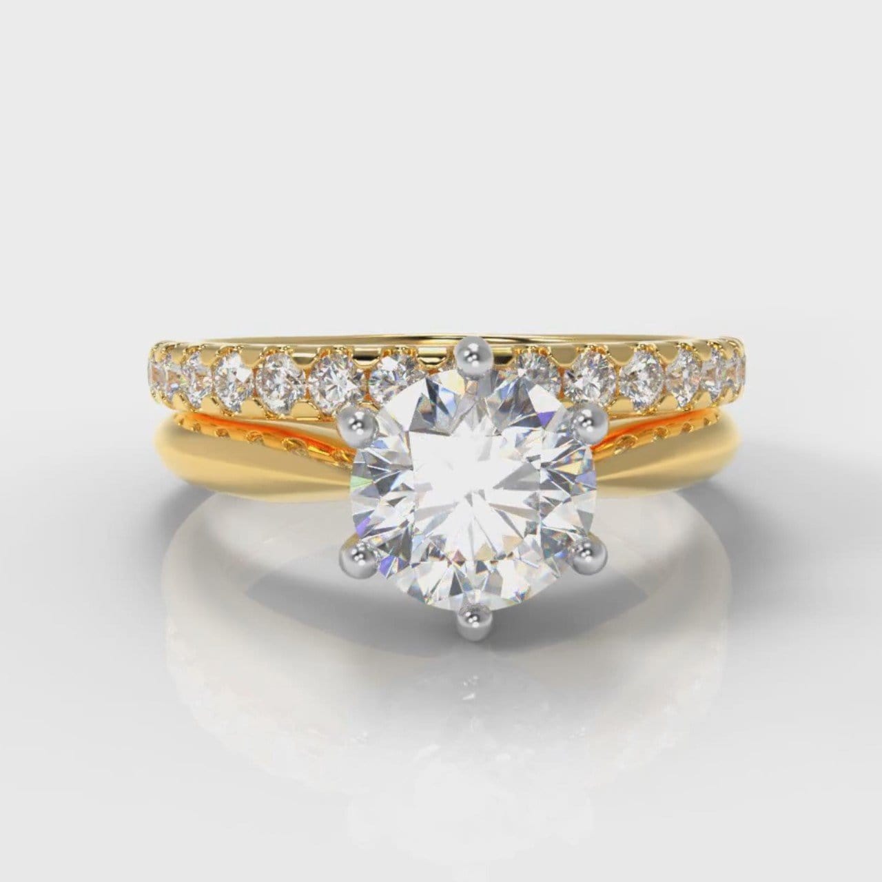 Star Solitaire Round Brilliant Bridal Set - Yellow Gold