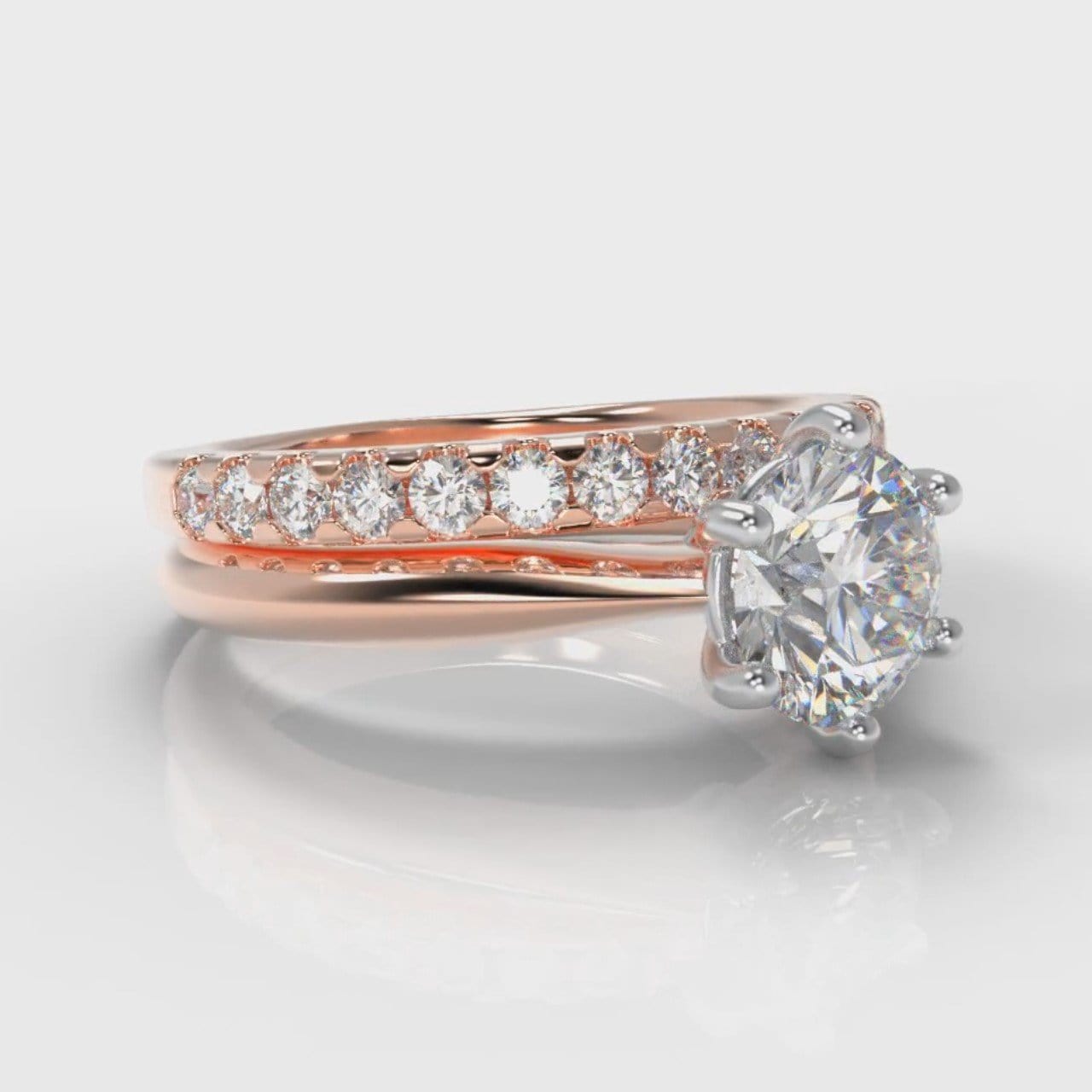 Star Solitaire Round Brilliant Bridal Set - Rose Gold