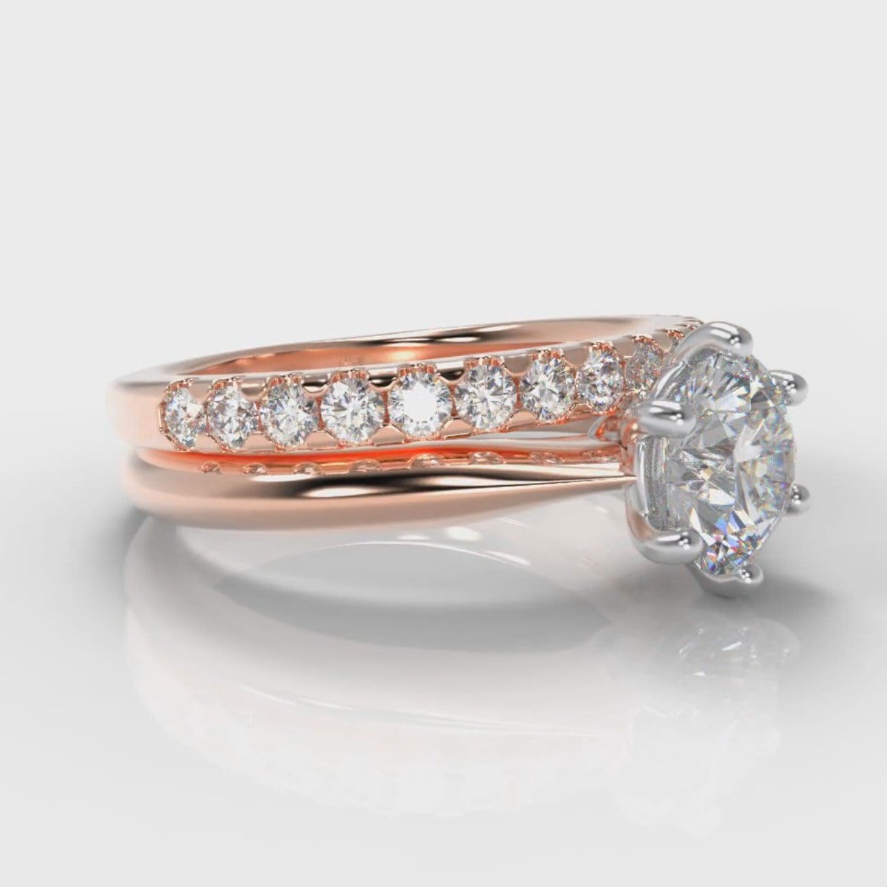 Star Solitaire Round Brilliant Bridal Set - Rose Gold