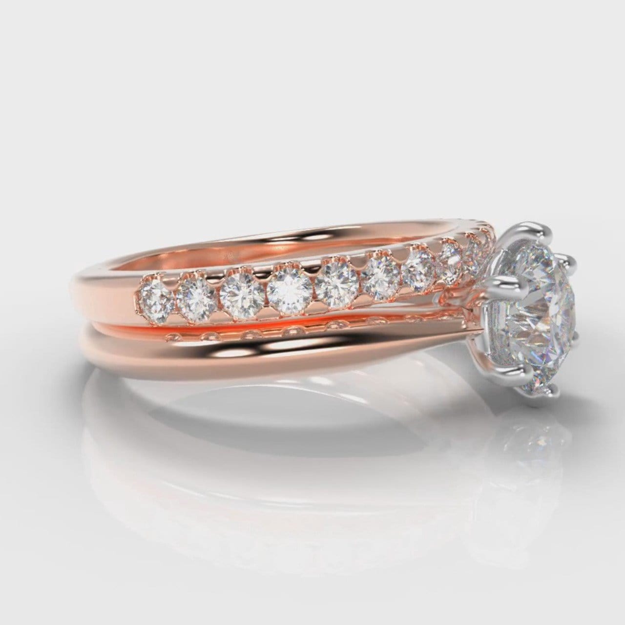 Star Solitaire Round Brilliant Bridal Set - Rose Gold