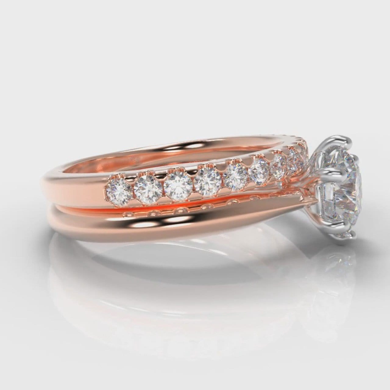 Star Solitaire Round Brilliant Bridal Set - Rose Gold