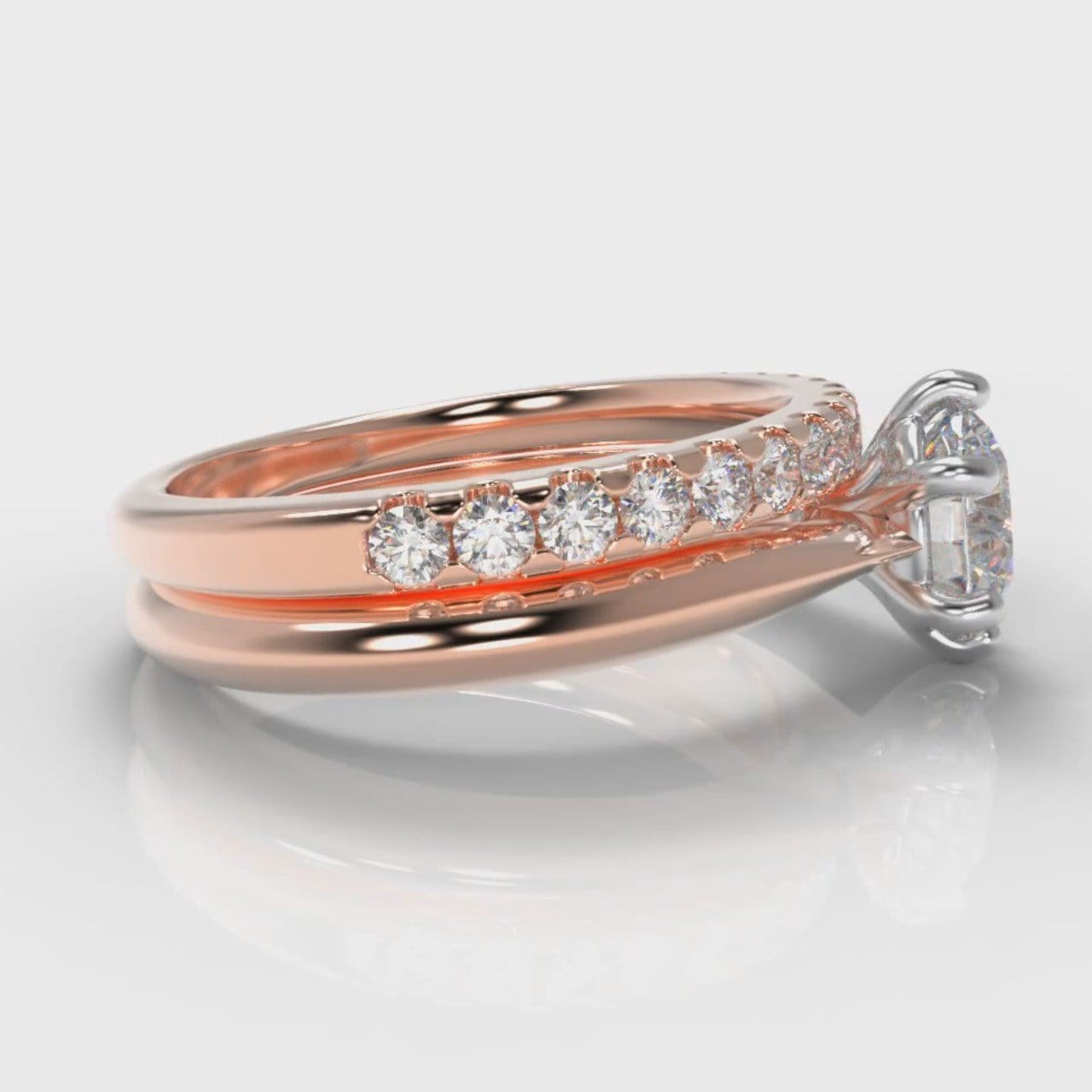 Star Solitaire Round Brilliant Bridal Set - Rose Gold
