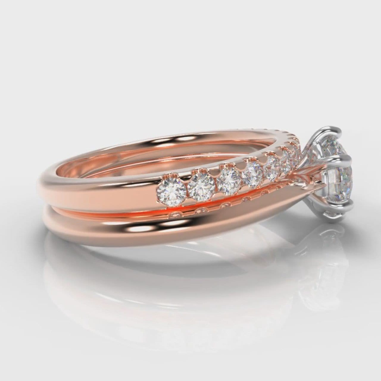 Star Solitaire Round Brilliant Bridal Set - Rose Gold