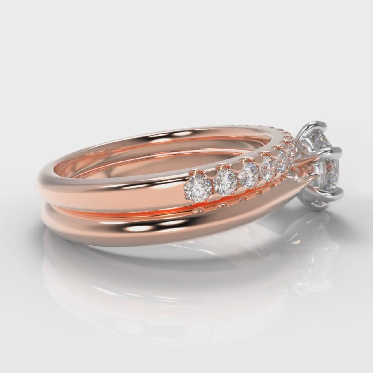 Star Solitaire Round Brilliant Bridal Set - Rose Gold