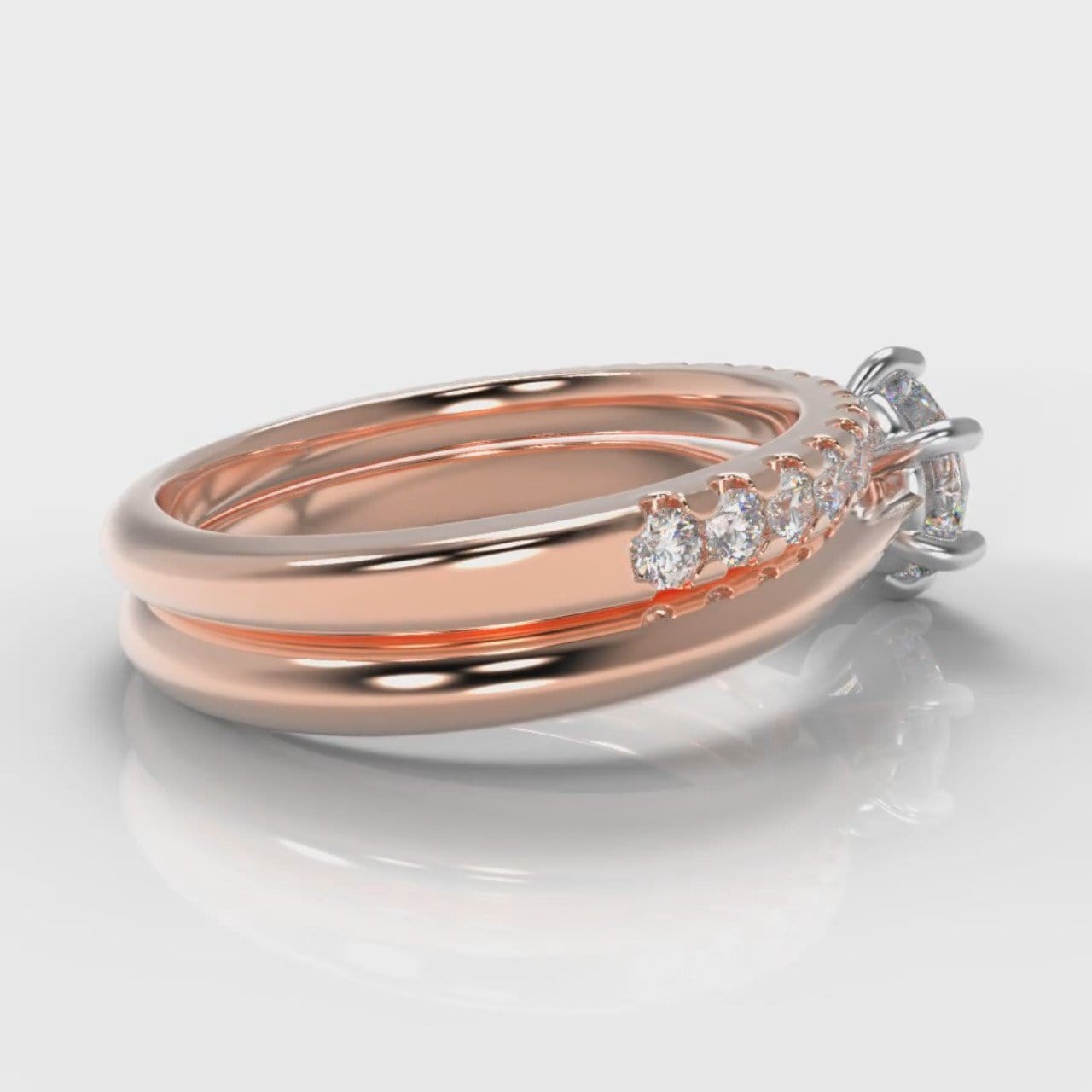 Star Solitaire Round Brilliant Bridal Set - Rose Gold