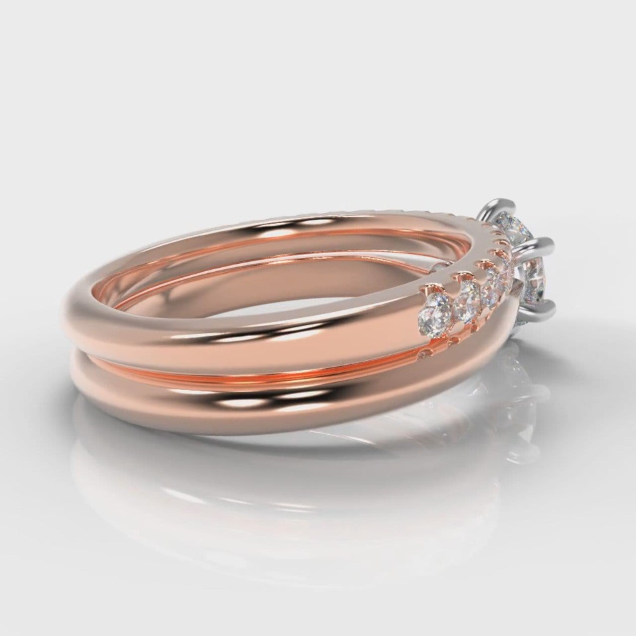 Star Solitaire Round Brilliant Bridal Set - Rose Gold