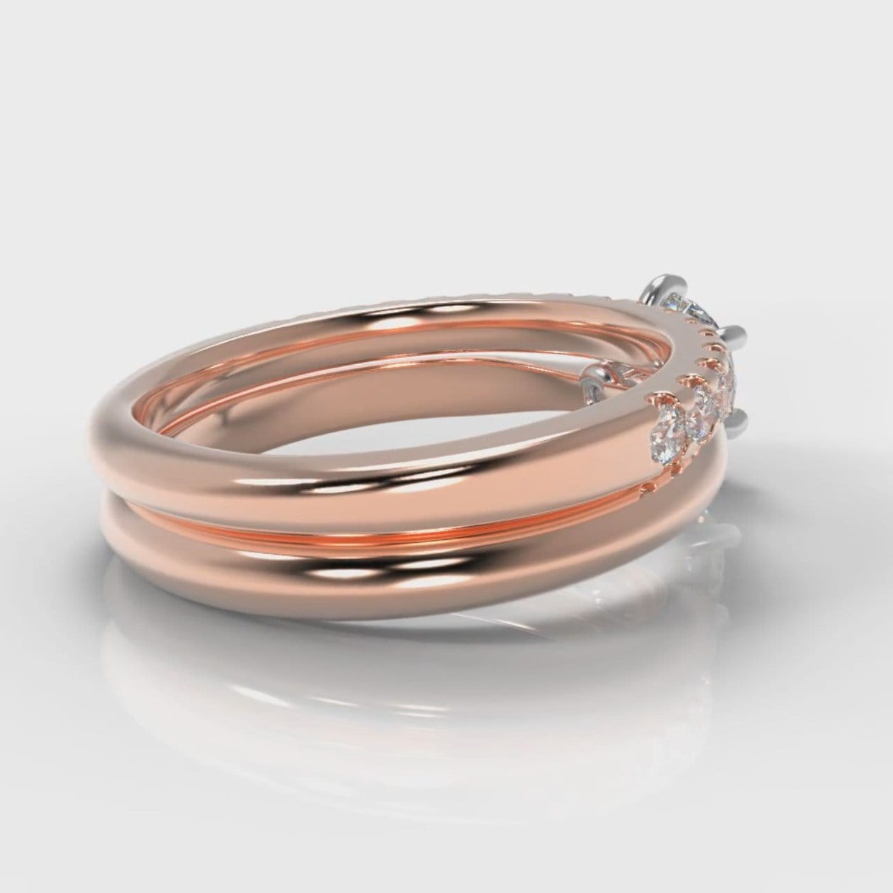 Star Solitaire Round Brilliant Bridal Set - Rose Gold