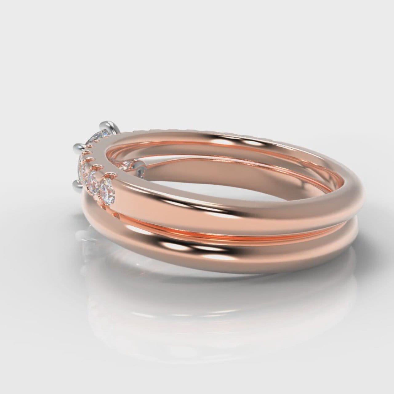 Star Solitaire Round Brilliant Bridal Set - Rose Gold