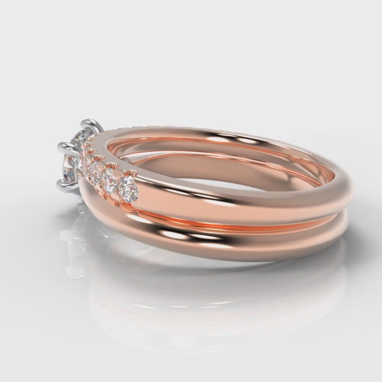Star Solitaire Round Brilliant Bridal Set - Rose Gold