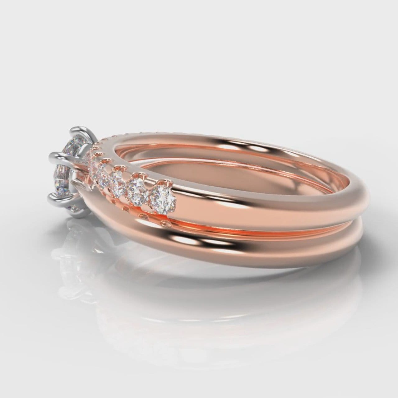 Star Solitaire Round Brilliant Bridal Set - Rose Gold