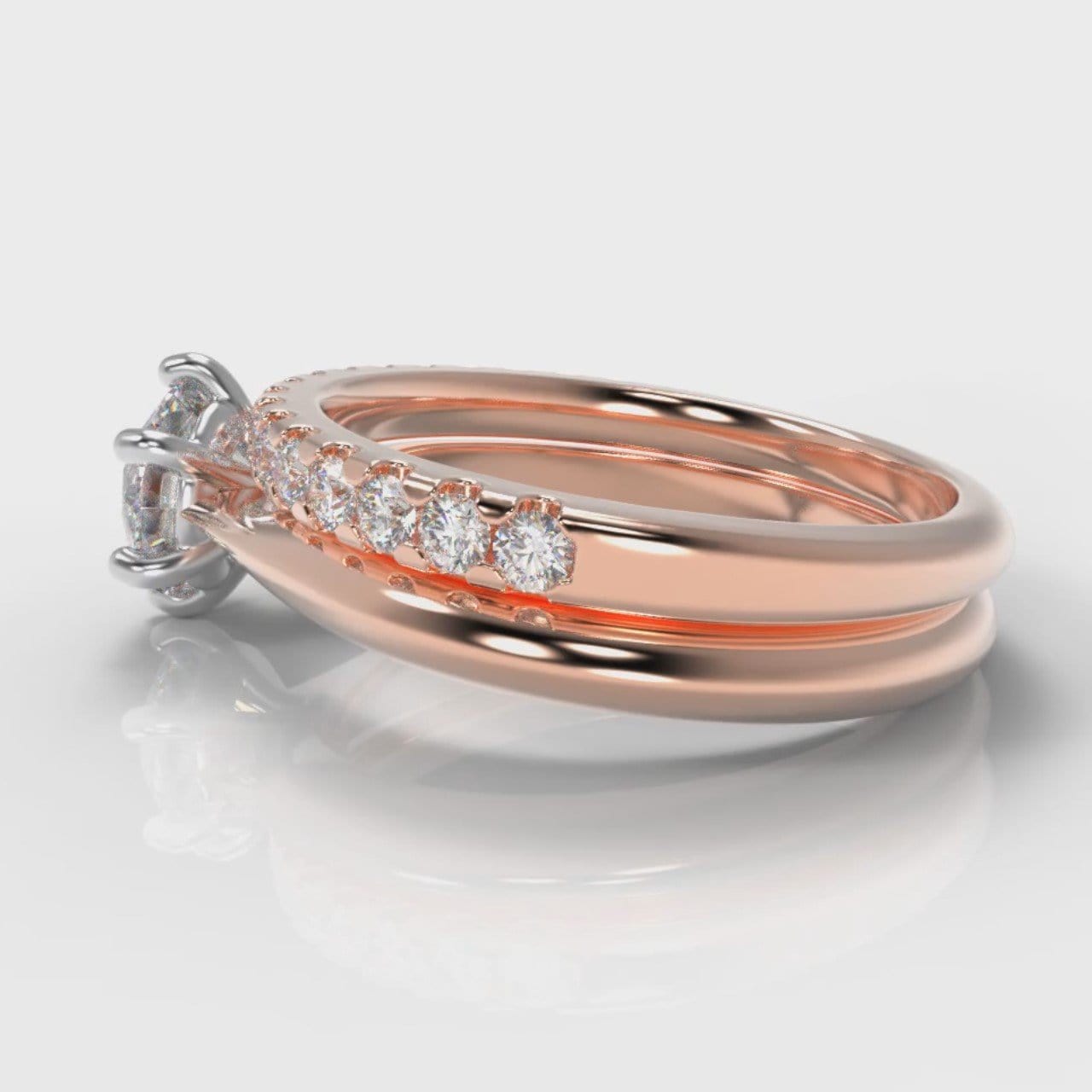 Star Solitaire Round Brilliant Bridal Set - Rose Gold
