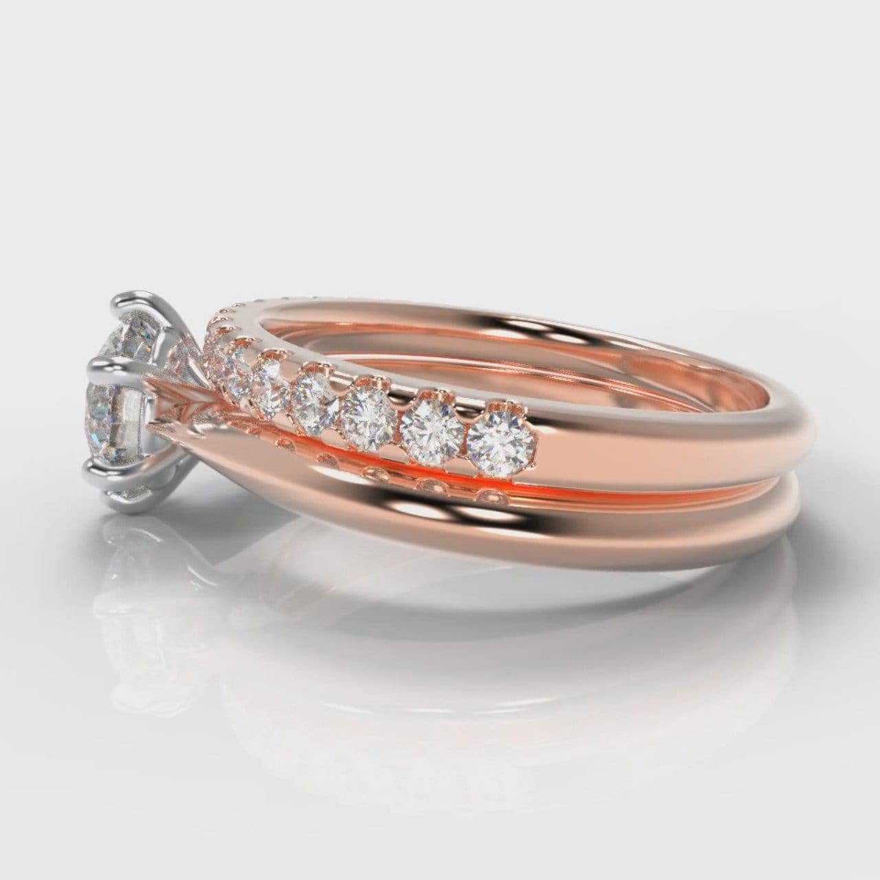 Star Solitaire Round Brilliant Bridal Set - Rose Gold