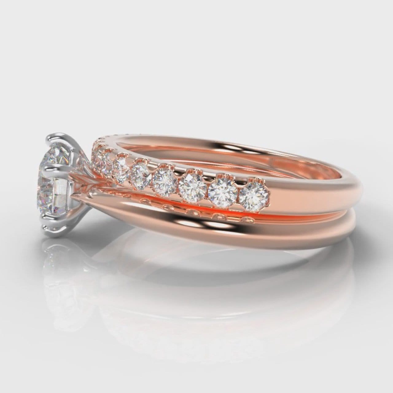 Star Solitaire Round Brilliant Bridal Set - Rose Gold