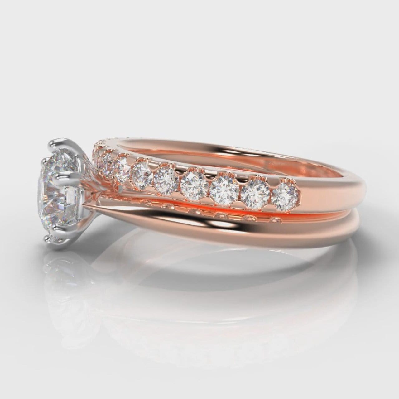 Star Solitaire Round Brilliant Bridal Set - Rose Gold