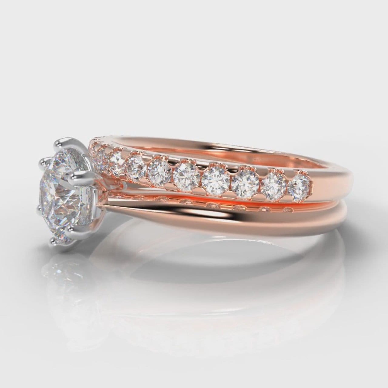 Star Solitaire Round Brilliant Bridal Set - Rose Gold
