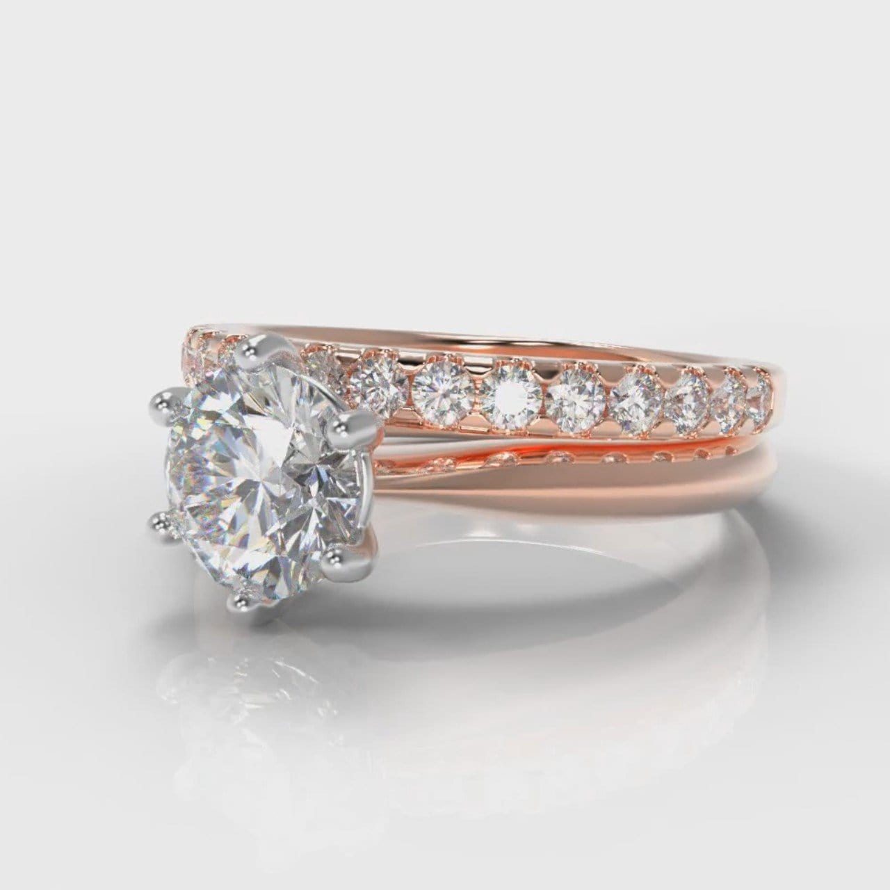 Star Solitaire Round Brilliant Bridal Set - Rose Gold