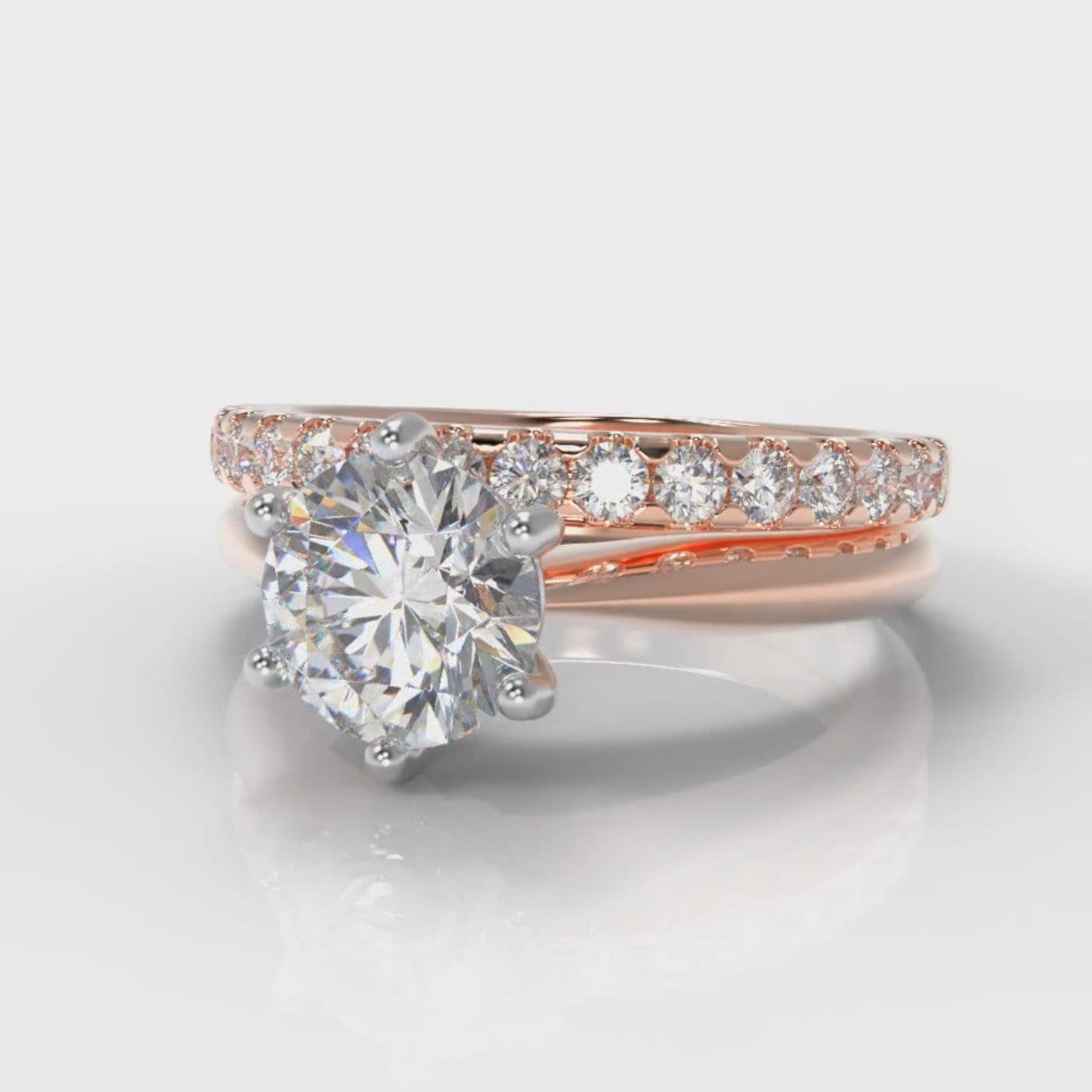 Star Solitaire Round Brilliant Bridal Set - Rose Gold