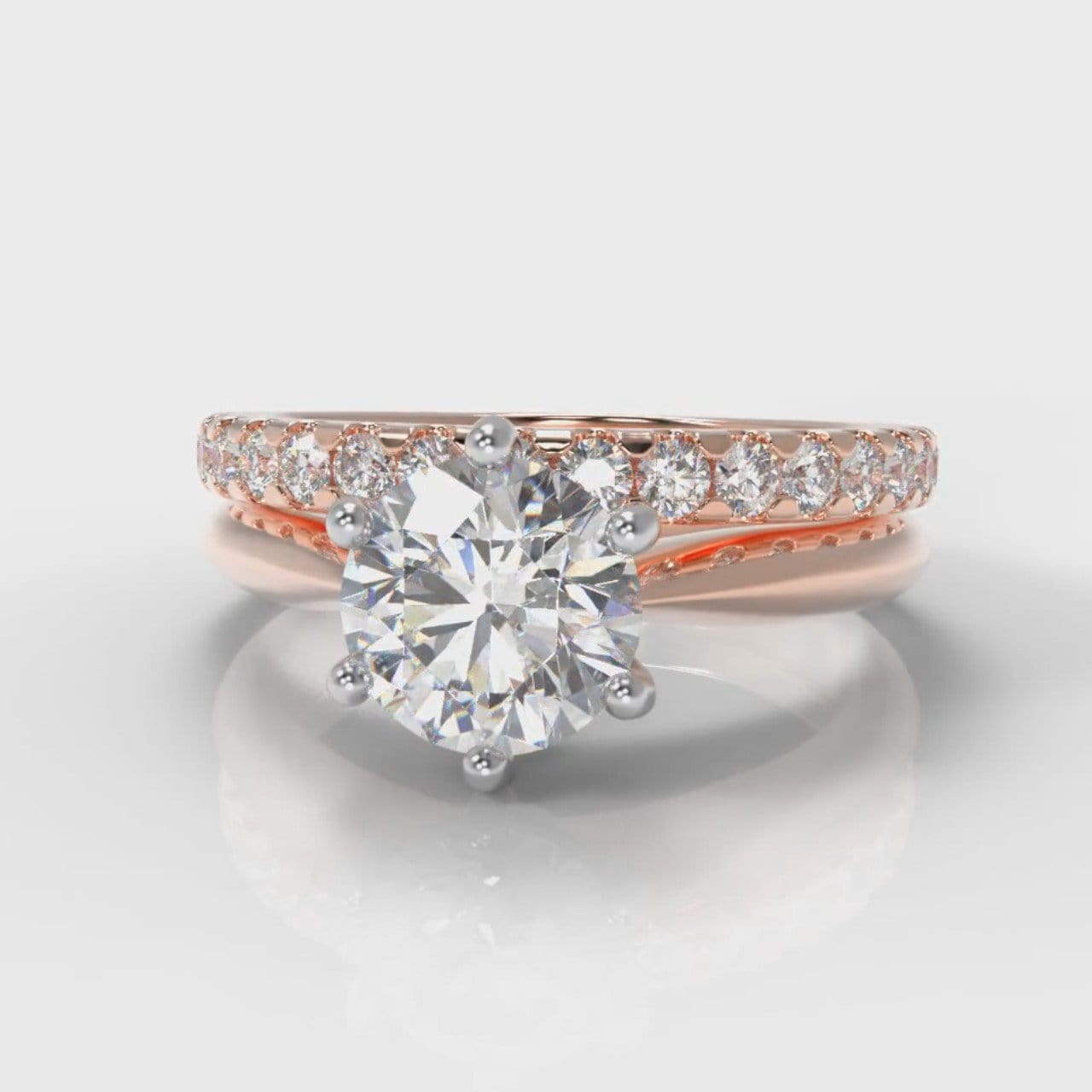 Star Solitaire Round Brilliant Bridal Set - Rose Gold