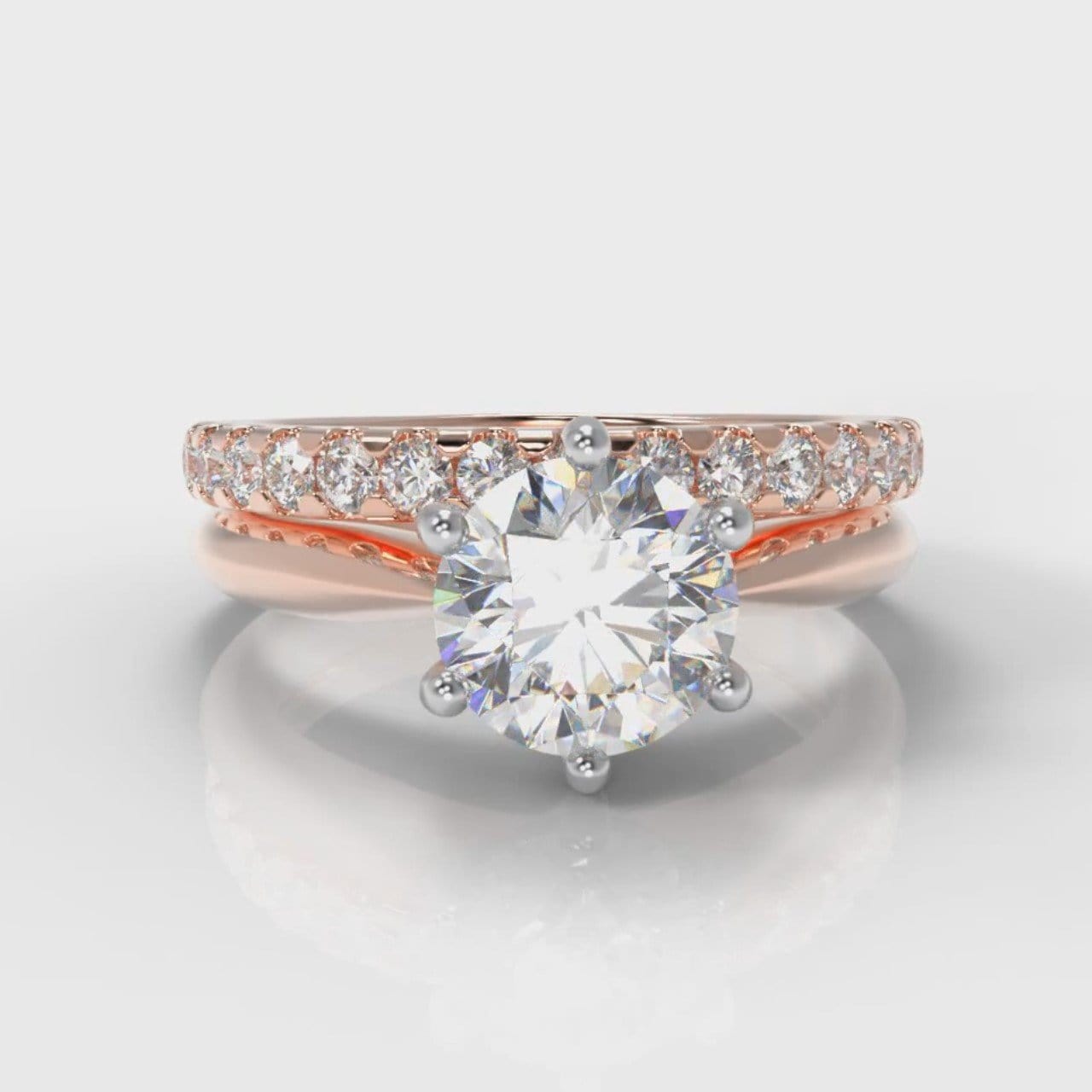 Star Solitaire Round Brilliant Bridal Set - Rose Gold