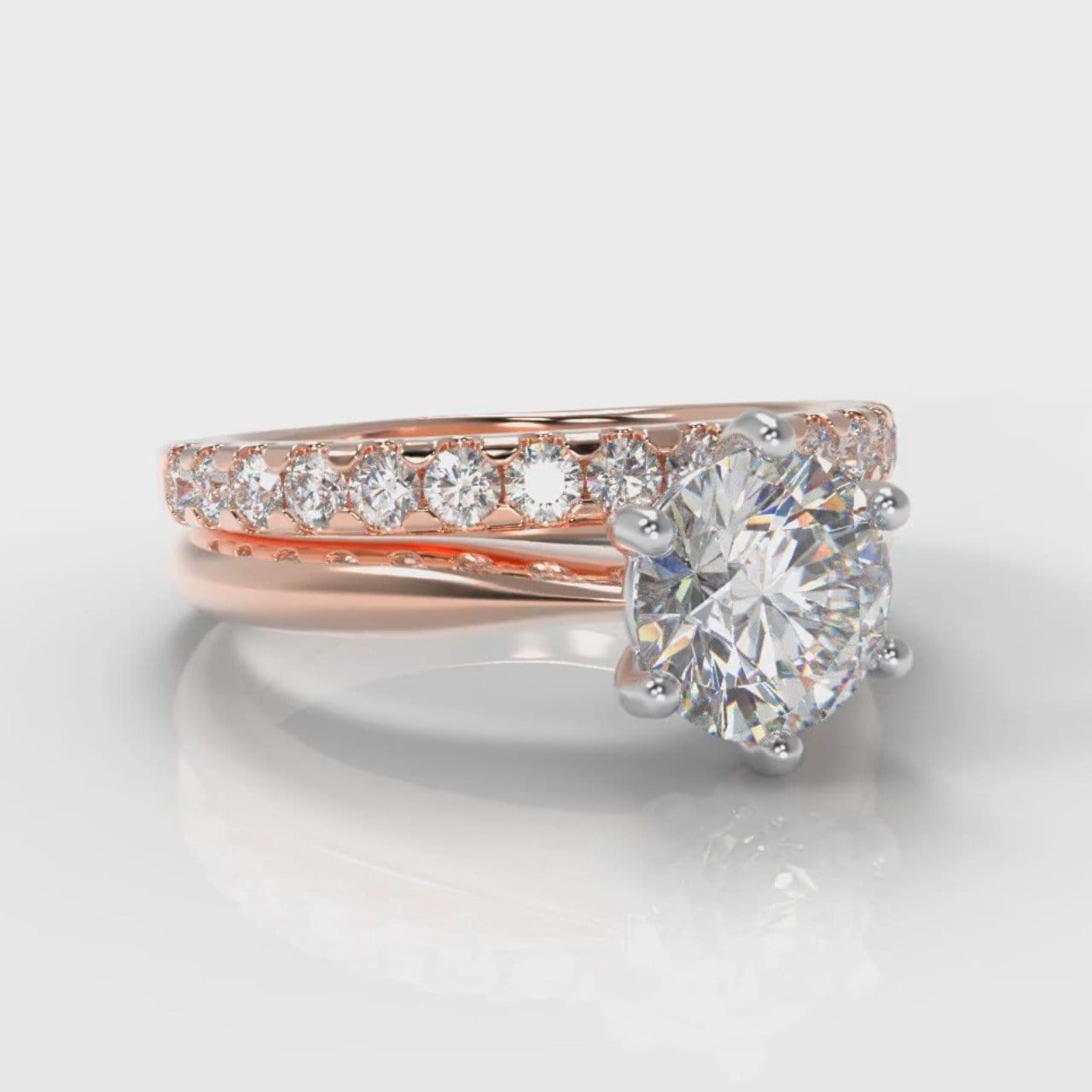 Star Solitaire Round Brilliant Bridal Set - Rose Gold