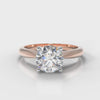 Carrée Solitaire Round Brilliant Engagement Ring - Rose Gold
