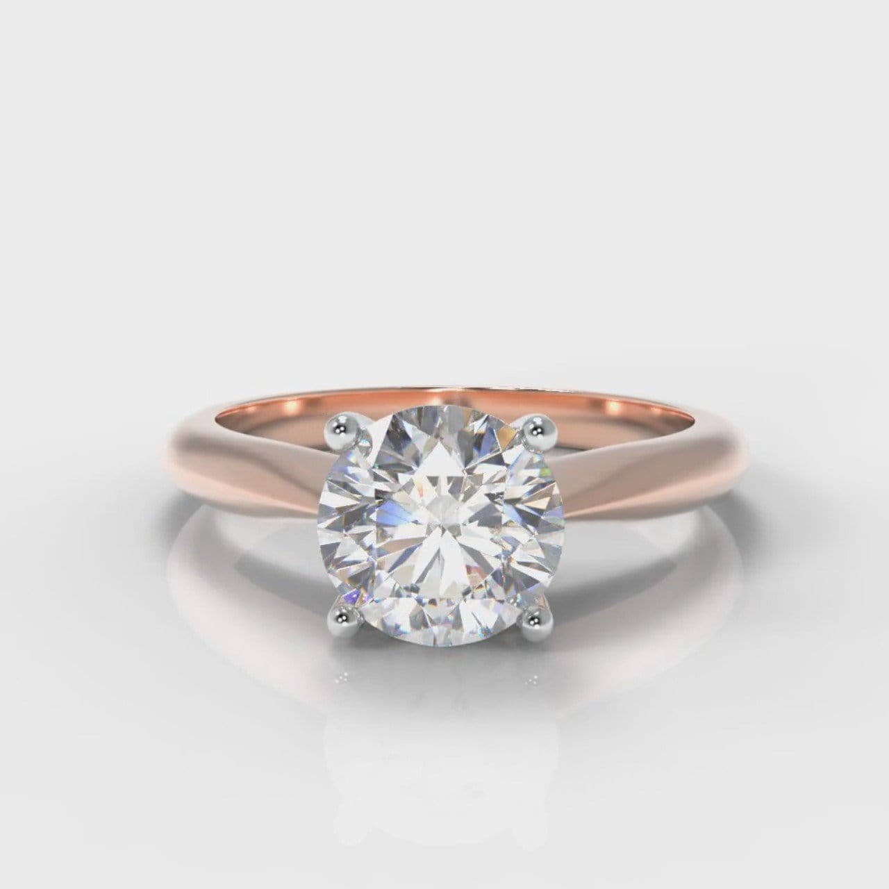 Carrée Solitaire Round Brilliant Engagement Ring - Rose Gold
