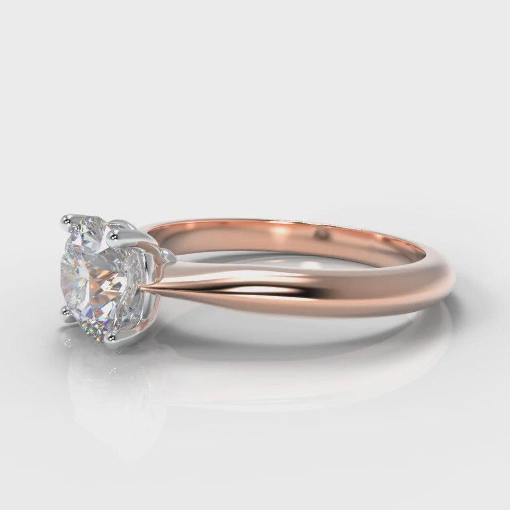 Carrée Solitaire Round Brilliant Engagement Ring - Rose Gold