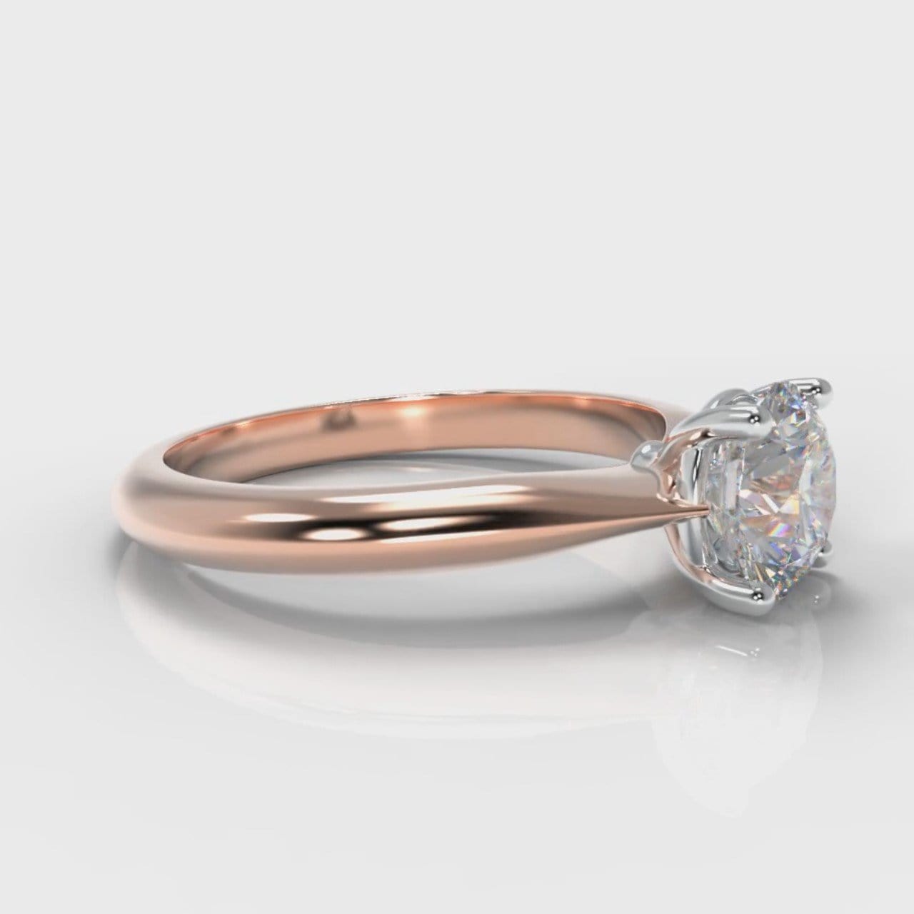 Carrée Solitaire Round Brilliant Engagement Ring - Rose Gold