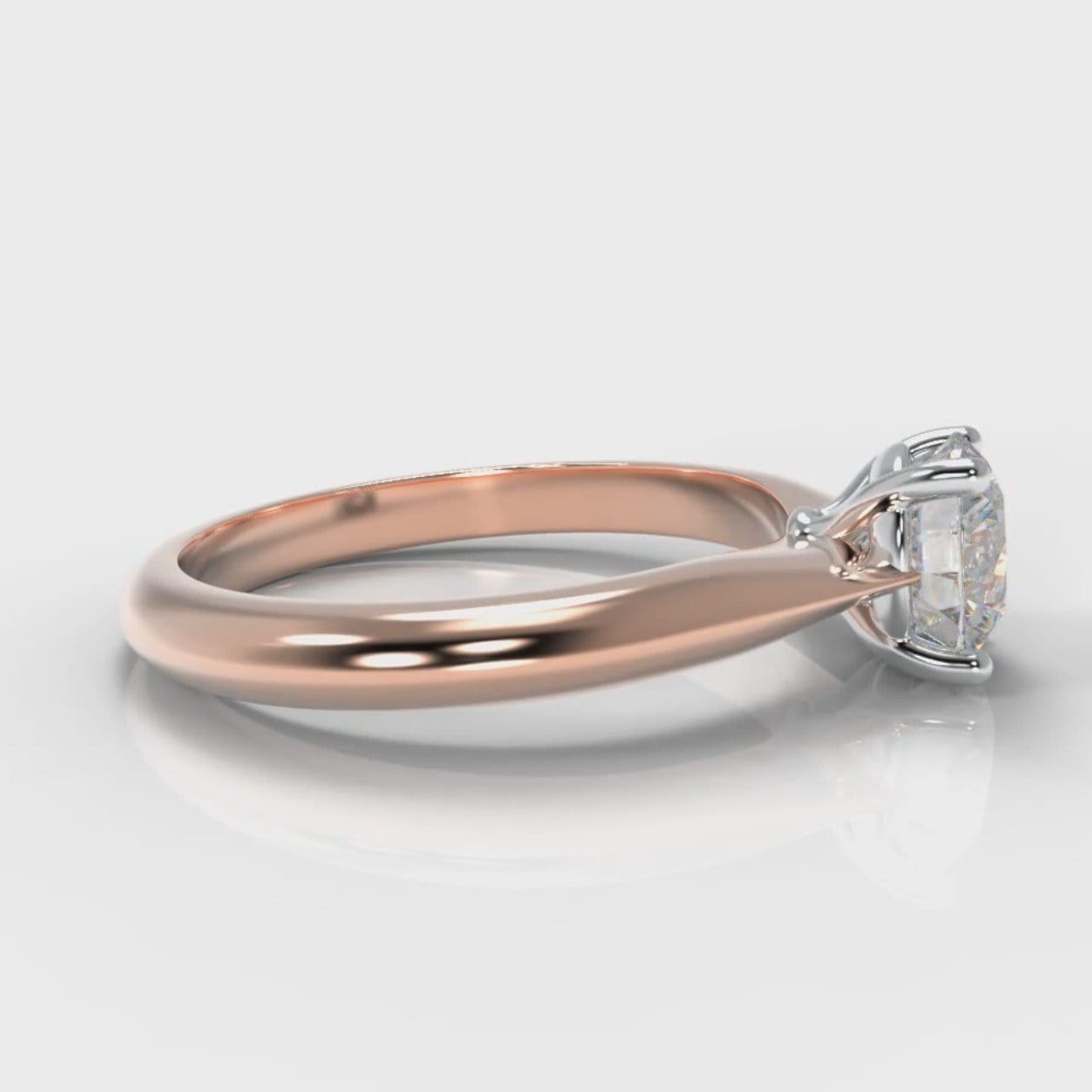 Carrée Solitaire Round Brilliant Engagement Ring - Rose Gold
