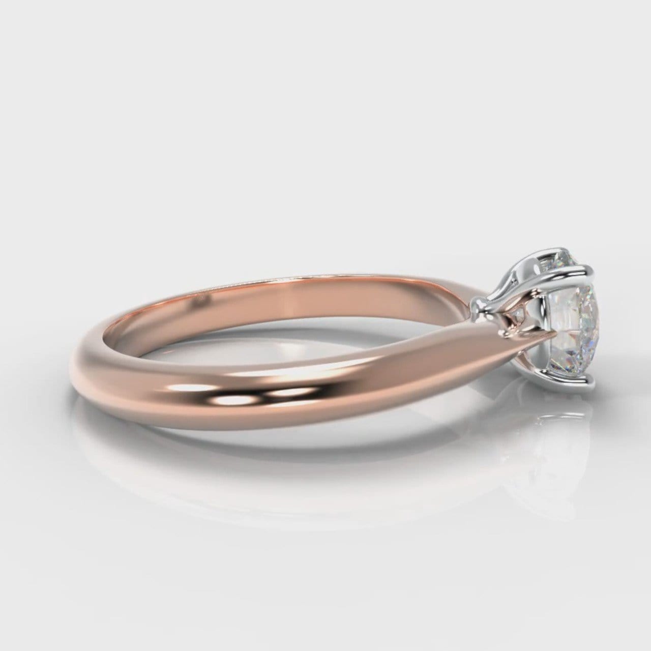 Carrée Solitaire Round Brilliant Engagement Ring - Rose Gold