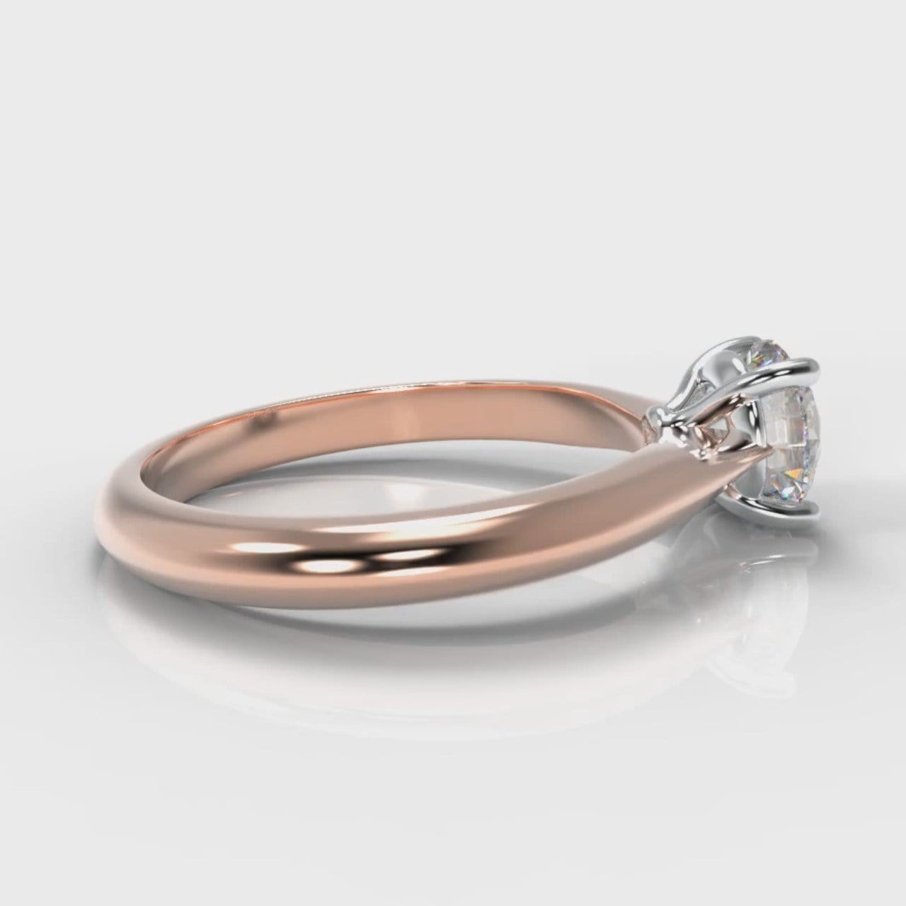 Carrée Solitaire Round Brilliant Engagement Ring - Rose Gold